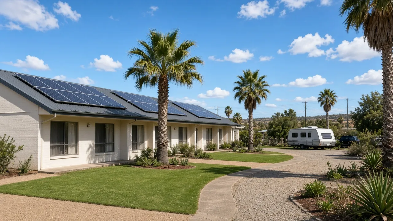 Regional Australian motel and caravan park with rooftop solar